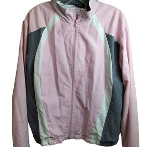 (792) Bobbie Brooks Women's Pink, Gray Full Zip Wind Jacket Size L(14/16)
